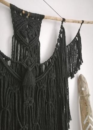 Чорне гарне плетене макраме панно6 фото