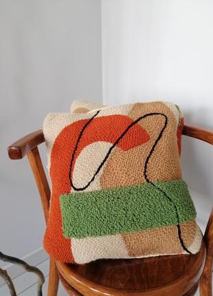 Декоративна подушка з вишивкою, абстрактний дизайн4 фото