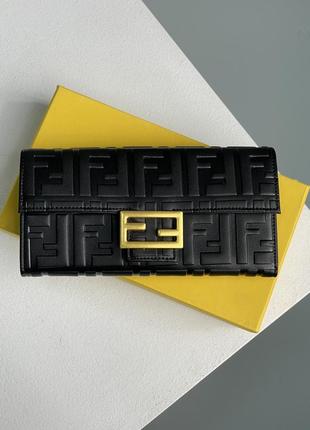 Гаманець fendi black leather wallet