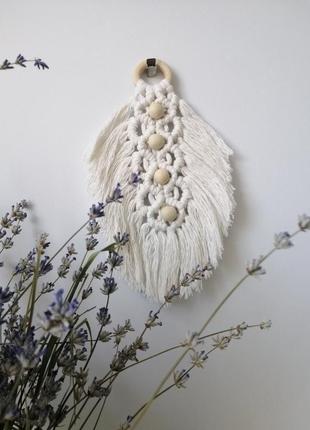 Макраме перья, настенный декор7 фото