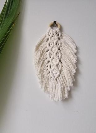 Макраме перья, листья, настенный декор1 фото