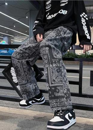 Newtusfan,трендовые широкие джинсы, молодёжные.