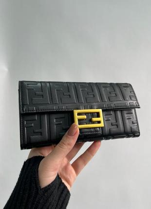 Гаманець fendi black leather wallet