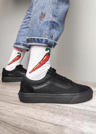 Женские текстильные кроссовки vans old skool black венс олд скул4 фото