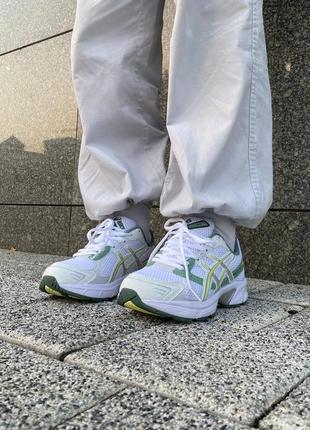 Кросівки жіночі чоловічі в стилі asics gel-1130 white green асикс гель білі4 фото