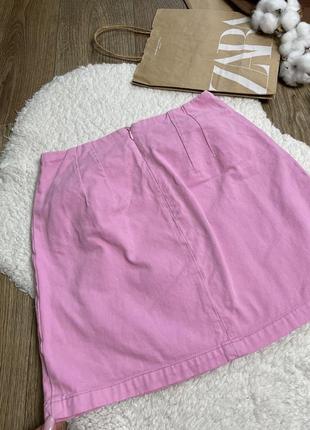 Розовая джинсовая юбка4 фото