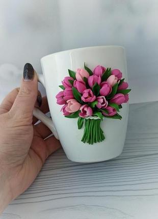 Чашка"букет тюльпан"1 фото