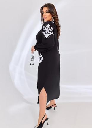 Колоритное платье миди с вышивкой, украинное платье вышиванка, этно платье с вышивкой2 фото