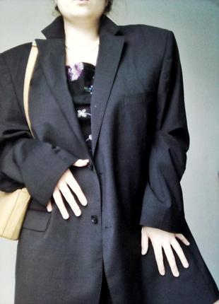 Шикарный пиджак брендовый классика большой stockmann оверсайз черный в тонкую полоску тренд жакет2 фото