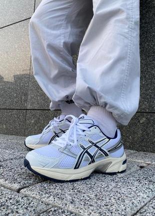 Кроссовки женские мужские в стиле asics gel-1130 white black beige асикс гель белые бежевые черные2 фото