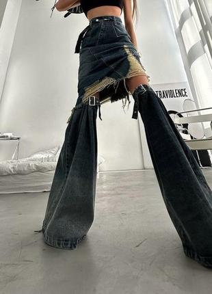 Спідниця міді джинсова та джинсові гетри брендові1 фото