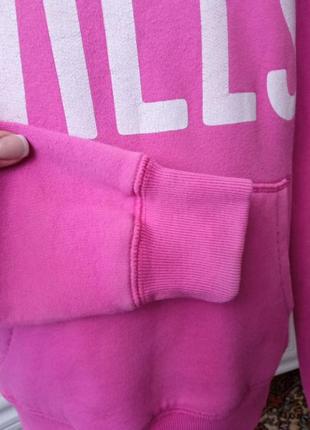 Теплый женский худи свитшот толстовка на флисе розовая фуксия брендовая оригинал jack wills размера s,m4 фото
