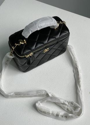 Жіноча сумка в стилі chanel classic black lambskin pearl crush vanity bag premium.6 фото