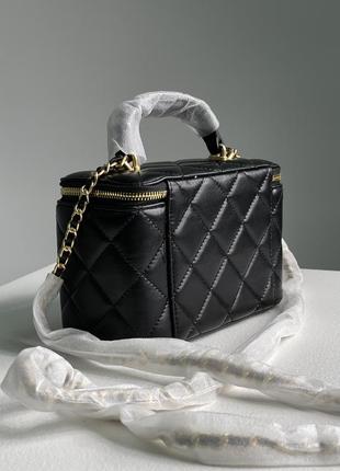 Жіноча сумка в стилі chanel classic black lambskin pearl crush vanity bag premium.8 фото