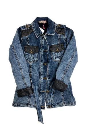 Утеплена джинсова куртка для дівчинки, зріст 122, 134 см.1 фото