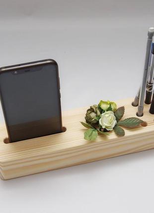 Деревянный органайзер, подставка для телефона, вазон, держатель для ручек2 фото