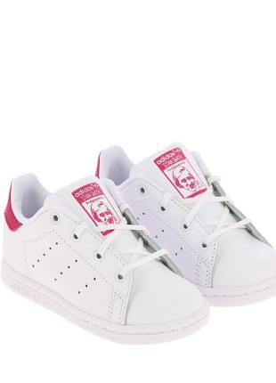 Кроссовки adidas белые на шнуровке - детские stan smith originals из гладкой кожи