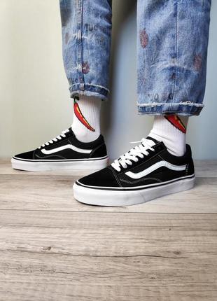 Женские текстильные кроссовки vans old skool black white венс олд скул вансы4 фото