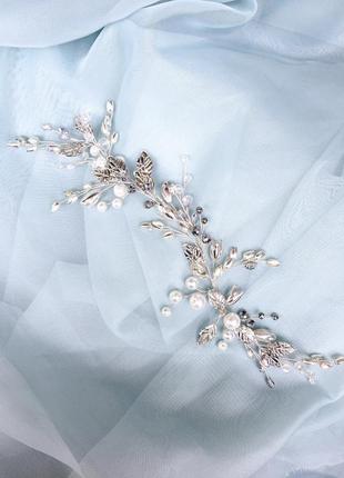 Свадебная веточка с жемчугом и кристаллами4 фото