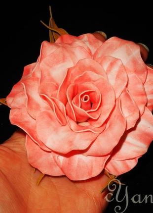 Заколка-брошка "ніжна троянда"2 фото