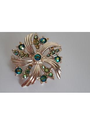 Брошь цветок металл, бижутерия