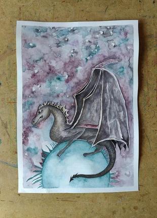 Акварельная иллюстрация "дракон"