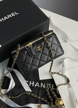 Жіноча сумка в стилі chanel classic black lambskin pearl crush vanity bag premium.5 фото