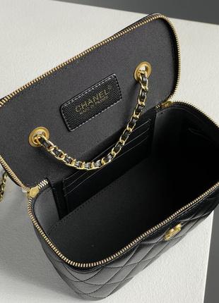 Жіноча сумка в стилі chanel classic black lambskin pearl crush vanity bag premium.7 фото