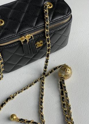 Жіноча сумка в стилі chanel classic black lambskin pearl crush vanity bag premium.8 фото