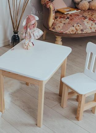Дитячий білий столик із шухлядою і стільчик. для розмальовок і...