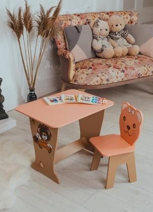 Дитячий стіл-парта і стільчик рожевий фігурний! для гри, навча...3 фото