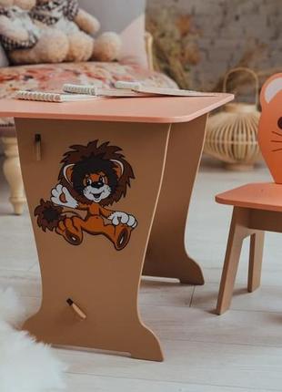 Дитячий стіл-парта і стільчик рожевий фігурний! для гри, навча...6 фото