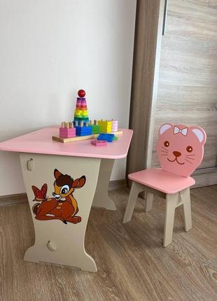 Дитячий стіл-парта і стільчик рожевий фігурний! для гри, навча...7 фото