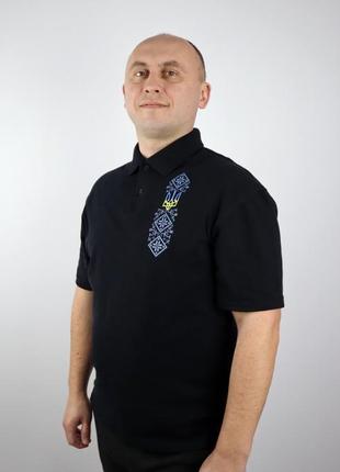 Чоловіча футболка поло з вишивкою патріот тканина лакоста, фут...2 фото