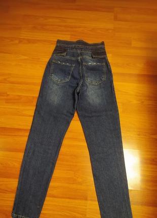 Женские джинсы синие бойфренды высокая талия с поясом оригинал5 фото