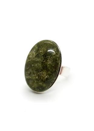🔺💍🪲 овальне кільце у вінтажному стилі натуральний камінь зелена яшма