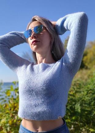 Вкорочений джемпер небесного кольору