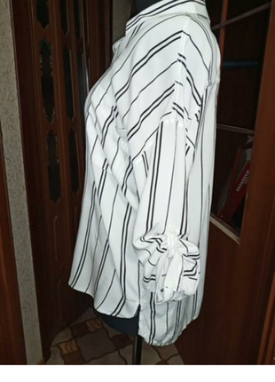 Блузка белая в полоску 100%вискоза 48-50р.3 фото