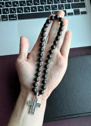 Четки на 33 бусины из черного матового оникса 10 мм четки христианские для молитвы1 фото