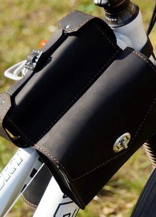 Велосумка сумка на раму бардачок натуральна шкіра1 фото