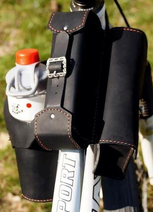 Велосумка сумка на раму бардачок натуральна шкіра2 фото