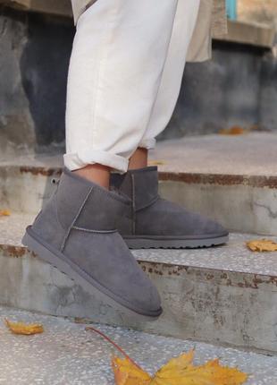 ❄️🥰ugg mini grey🥰❄️женские зимние угги с мехом серые