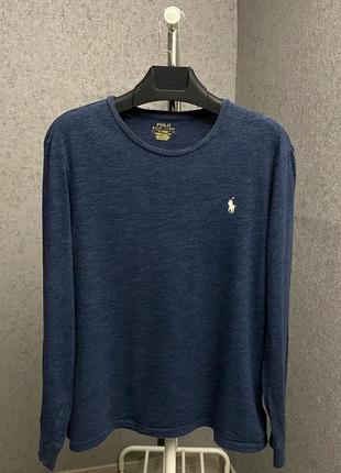 Синий лонгслив от бренда polo ralph lauren