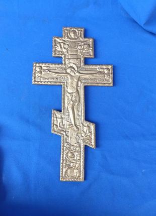 Большой металлический алюминиевый крест распятие иисуса христа 37/20 см