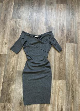 Zara жіноча сукня міні сіра з відкритими плечима короткий рукав зара h&m плаття s m xs