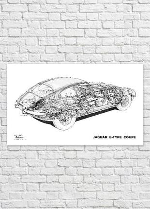 Плакат jaguar e-type 1960, 84х50 см