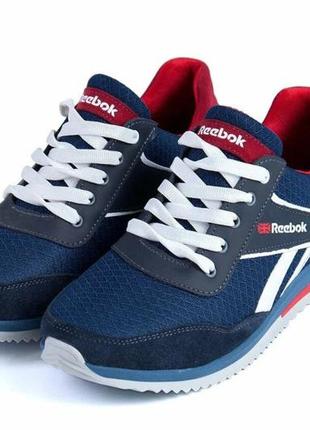 Літні кросівки сітка reebok колір синій, білий, червоний1 фото