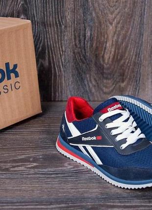 Літні кросівки сітка reebok колір синій, білий, червоний8 фото