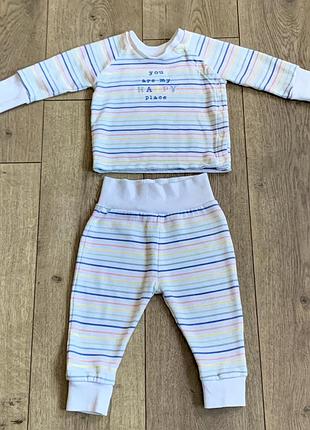 Костюмчик хлопковый на байке (унисекс) - распашонка и штанишки primark baby (испания)