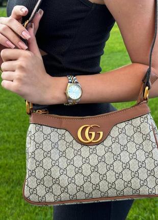 Жіноча сумка gucci aphrodite shoulder bag brown leather1 фото